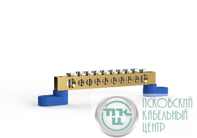 Шина нулевая 6х9мм 10 отвер. латунь У2-С на двух угловых изоляторах TOKOV ELECTRIC TKE-BSB-69-10-L2/N