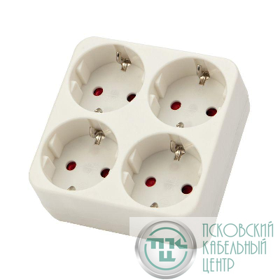 Разветвитель 4-м с заземл. 16А IP20 бел. Rexant 11-1073