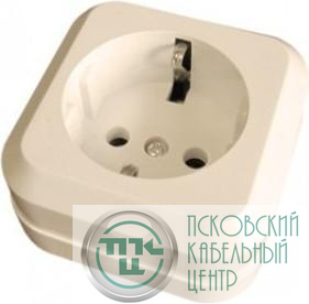 Розетка 1-м ОП 16А IP20 квадрат. с заземл. крем. Makel 45208