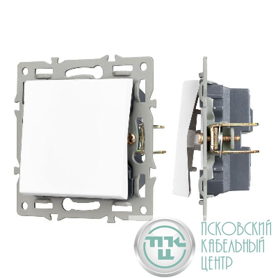 Механизм выключателя одноклавишный непроходной SWT-MK01-PL-WH (250В 16А) Arlight 043710