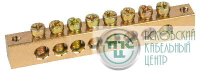 Шина NO-122-21 PEN "земля-ноль" 8х12мм 8/2 крепеж по краям латунь ЭРА Б0047236