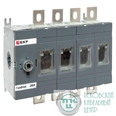 Рубильник 4п 200А без рукоятки управления TwinBlock EKF tb-s-200-4p