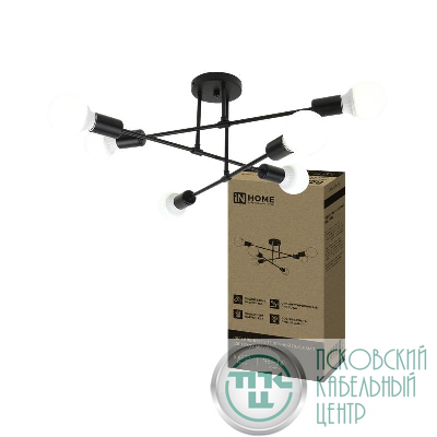 Светильник LOFT EASY-6E27-BL 6хE27 потолочн. под лампу; черн. IN HOME 4690612062648