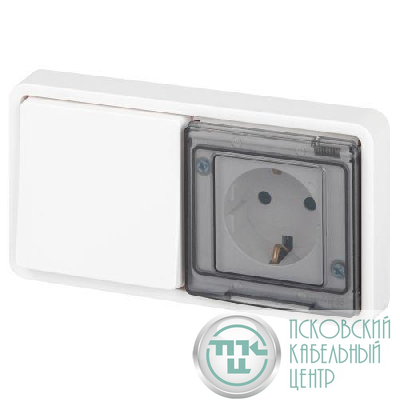 Блок розетка с выключателем Эксперт 11-7521-01 IP55 16А (10AX)-250В СУ бел. Эра Б0063261