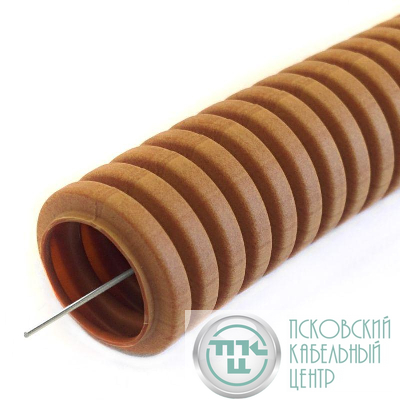 Труба гофрированная ПВХ легкая d20мм 350 Н бук с протяжкой черн. (уп.10м) Промрукав PR01.0038
