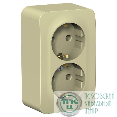 Розетка 2-м ОП Blanca 16А IP20 250В с заземл. защ. шторки с изолир. пластиной беж. SE BLNRA011217