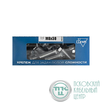 Болт с шестигранной головкой М8х30 DIN 933 оцинк. (коробка с окном) (уп.30шт) Zitar 105209
