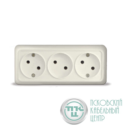 Розетка 3-м ОП Олимп 16А IP20 без заземл. сл. кость UNIVersal 1166