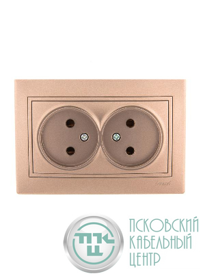 Розетка 2-м СП Mira 16А IP20 без заземл. со вставкой керамика свет. корич. перламутр. LEZARD 701-3131-128
