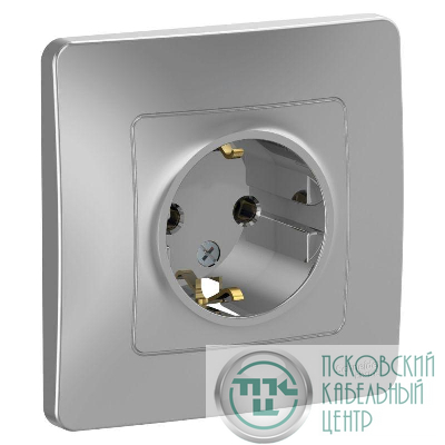 Розетка 1-м СП Blanca 16А IP20 250В с заземл. без защ. шторок алюм. SE BLNRS001013