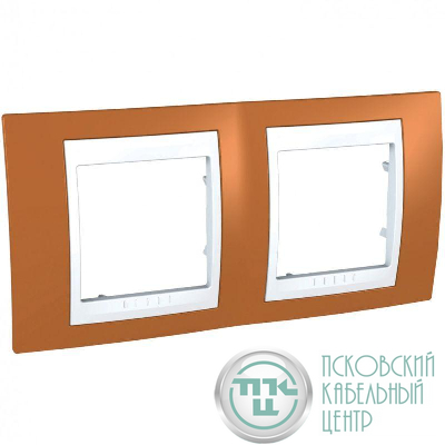 Рамка 2-м Unica Хамелеон горизонт. оранж./бел. SchE MGU6.004.869