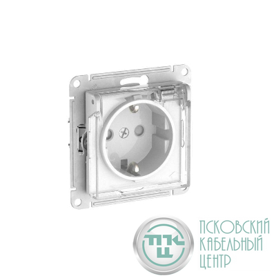 Розетка AtlasDesign Aqua 16А IP44 с заземл. защ. шторки с прозр. крышкой быстрозажим. клем. механизм бел. SE ATN440146S
