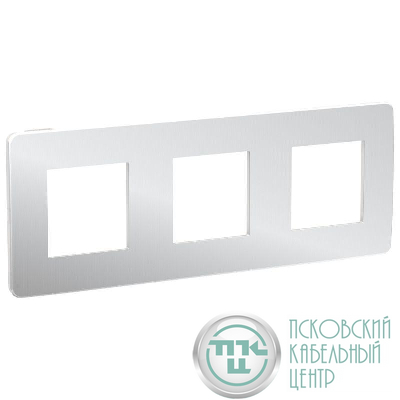 Рамка 3-м UNICA STUDIO хром/бел. SchE NU280655