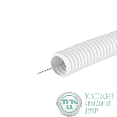 Труба гофрированная ПЛЛ гибкая d25мм с протяжкой безгалоген. (HF) ПВ-0 бел. (уп.50м) DKC 81825