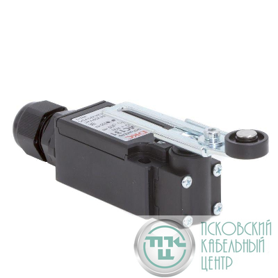 Выключатель концевой с двумя контактами нормально открытый + нормально закрытый (NO+NC). С поворотным регулируемым рычажным роликом DKC R5MC131