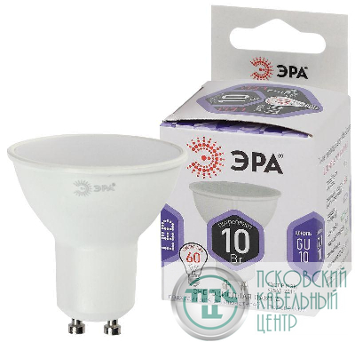 Лампа светодиодная LED MR16-10W-860-GU10 MR16 10Вт софит GU10 холод. бел. ЭРА Б0049074