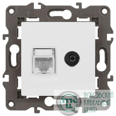 Розетка компьютерная + телевизионная 2-м Elegance 14-3110-01 RJ45 + TV IP20 механизм бел. Эра Б0034314