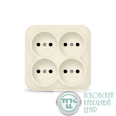 Розетка 4-м ОП 10А IP20 квадрат. без заземл. сл. кость IONICH 1453