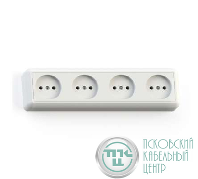 Розетка 4-м ОП Оптима РА16-402 16А IP20 с монтаж. пластиной сл. кость Кунцево 8050