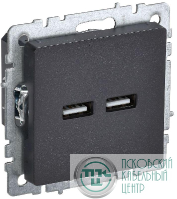 Розетка BRITE USB A+A 3.1А РЮ10-1-БрЧ механизм черн. IEK BR-U21-D31-K02