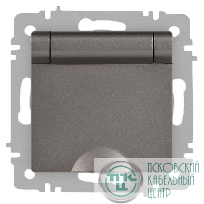 Розетка 1-м СП Accent 6-203-09 16А IP20 250В 2P+E Schuko с крышкой AL/CU титан Intro Б0063471