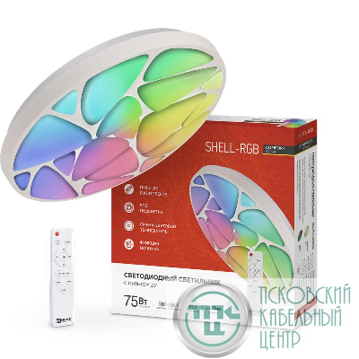 Светильник светодиодный COMFORT SHELL-RGB 75Вт 3000-6500К 6000лм 230В 495х85мм с пультом ДУ IN HOME 4690612044651