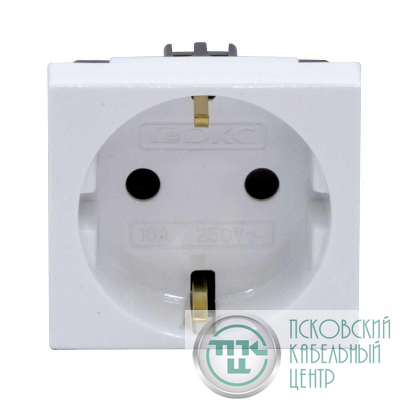 Розетка 1-м 2мод. Viva 16А IP20 2P+E с заземл. защ. шторки бел. DKC 45005