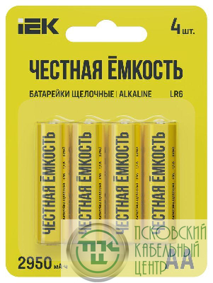 Элемент питания алкалиновый AA/LR6 Alkaline (блист.4шт) IEK ABT-LR06-OP-L04