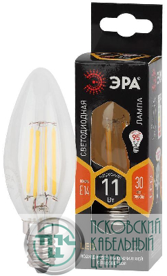 Лампа светодиодная филаментная F-LED B35-11w-827-E14 B35 11Вт свеча E14 тепл. бел. ЭРА Б0046985