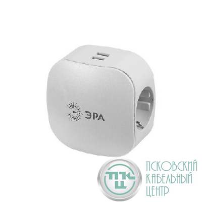 Разветвитель 3-м с заземл. 16А IP20 SP-3e-USB-2A 220В + 2хUSB 2000мА защ. шторки бел. Эра Б0015243