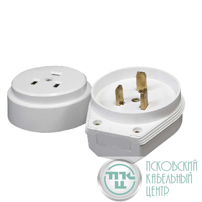 Разъем РШ-ВШ 32А 250В 2P+PE откр. уст. бел. UNIVersal 1235