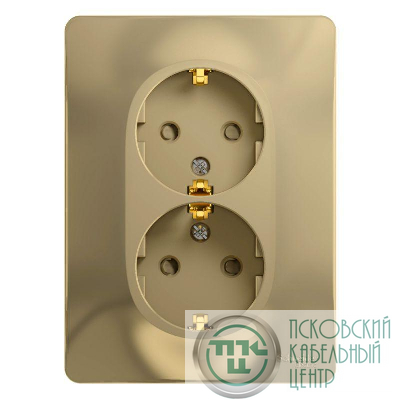 Розетка 2-м СП Glossa 16А IP20 с заземл. защ. шторки в сборе титан SE GSL000426