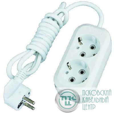 Удлинитель 2х2м с заземл. 16А IP20 Е-302 ПВС 3х1 АБС-пластик UNIVersal 9631972