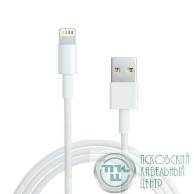 Кабель USB-A - Lightning 2.4А 2м ПВХ бел. Rexant 18-1125