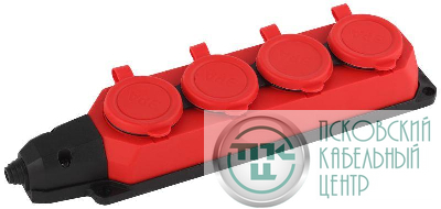 Колодка удлинителя 4-м с заземл. 16А IP44 K-4e-RED-IP44 каучук красн. Эра Б0044553
