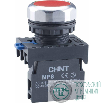 Кнопка управления NP8-11BND/4 подсвет. самовозв. AC110-230В(LED) 1НО+1НЗ IP65 (R) красн. CHINT 667548
