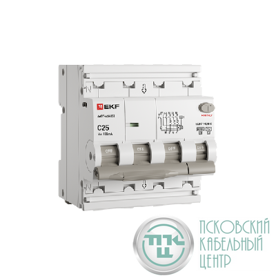 Выключатель автоматический дифференциального тока 4п (3P+N) C 25А 100мА тип AC 6кА АВДТ-63N (S) селективный электронный PROxima EKF D63N46ES25C100