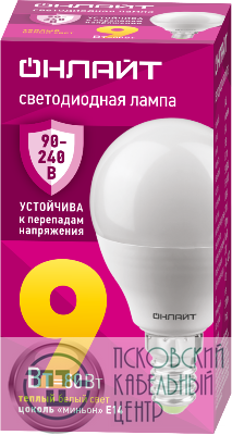 Лампа светодиодная 90 542 OLL-G45-9-230-2.7К-E14-FR PRO 90-240В ОНЛАЙТ 90542