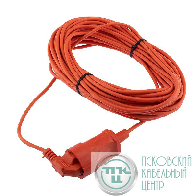 Удлинитель-шнур ПВС 2х0.75 20м без заземл. 6А 1300Вт IP20 оранж. PROCONNECT 11-7106
