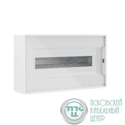 Щиток настенный Фрейм (FRAME) ЩРн-п-18 18мод. с прозр. дверцей с 2 шинами PEN на 8 и 10 отверст. бел. DKC F18W1WT
