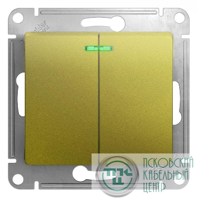 Выключатель 2-кл. СП Glossa 10А IP20 (сх. 5а) 10AX с подсветкой механизм фисташк. SE GSL001053