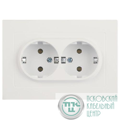 Розетка 2-м СП Accent 6-205-01М 16А IP20 250В 2P+E Schuko AL/CU бел. матов. Intro Б0063487