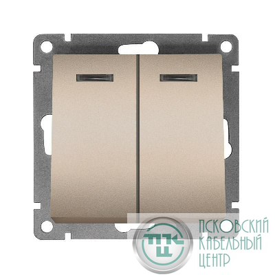 Выключатель 2-кл. СП Афина 10А IP20 с подсветкой механизм шампань Universal A0123-Br