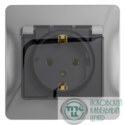 Розетка 1-м СП Glossa 16А IP20 с заземл. защ. шторки с крышкой в сборе алюм. SE GSL000346