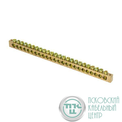 Шина PEN "ноль-земля" 8х12 24 отвер. латунь крепеж по краям PROxima EKF sn0-125-24-k
