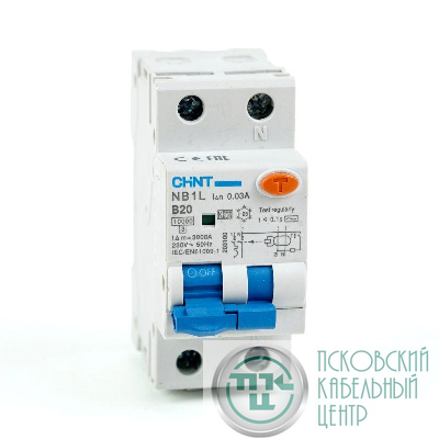 Выключатель автоматический дифференциального тока 1п+N B 20А 30мА тип AC 10кА NB1L (36мм) (R) CHINT 203100