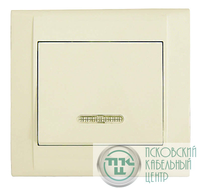 Выключатель 1-кл. СП Defne 10А IP20 с подсветкой крем. Makel 42010021