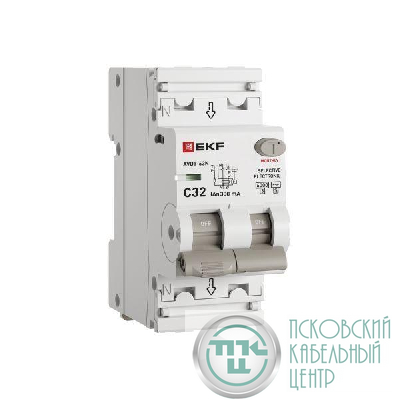 Выключатель автоматический дифференциального тока 2п (1P+N) C 32А 300мА тип AC 6кА АВДТ-63N (S) селект. (электрон.) PROxima EKF D63N26ES32C300