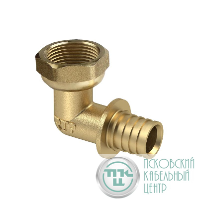 Угольник с накидной гайкой аксиальный латунь 16х1/2дюйм жел. RTP 34855