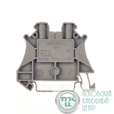Клемма проходная винтовой зажим 2 точки подключения 4кв.мм сер. DKC TUR-4